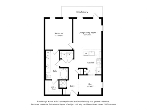 a floor plan of a unit with a bedroom and a living room